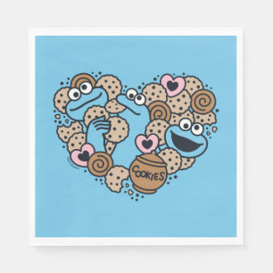 Sesame Sesame   Cookie Monster Doodle Heart Napkin