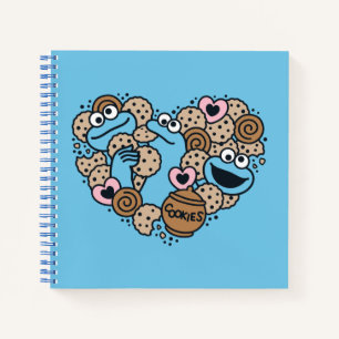 Sesame Sesame   Cookie Monster Doodle Heart Notebook