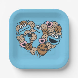 Sesame Sesame   Cookie Monster Doodle Heart Paper Plate