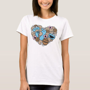 Sesame Sesame   Cookie Monster Doodle Heart T-Shirt