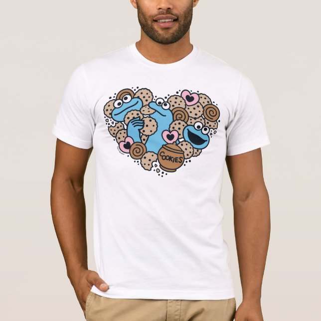 Sesame Sesame | Cookie Monster Doodle Heart T-Shirt (Front)