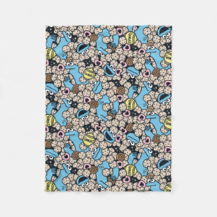 Sesame Sesame   Cookie Monster Doodle Pattern Fleece Blanket