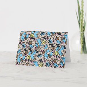 Sesame Sesame   Cookie Monster Doodle Pattern Holiday Card