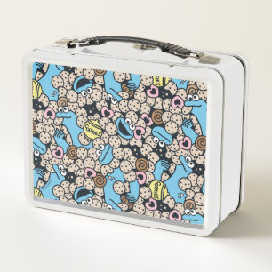 Sesame Sesame Cookie Monster Doodle Pattern Metal Lunch Box