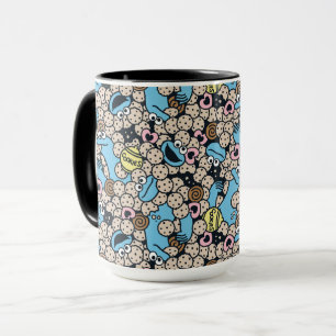 Sesame Sesame   Cookie Monster Doodle Pattern Mug