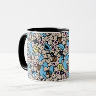 Sesame Sesame   Cookie Monster Doodle Pattern Mug