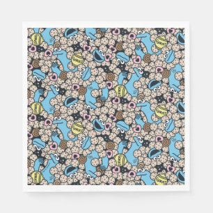 Sesame Sesame Cookie Monster Doodle Pattern Napkin