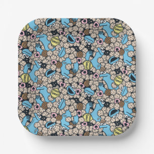 Sesame Sesame   Cookie Monster Doodle Pattern Paper Plate