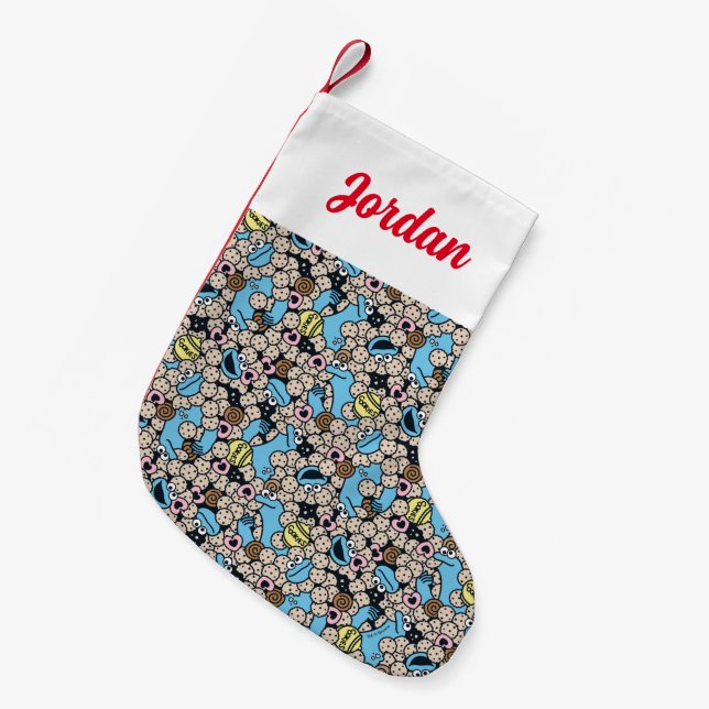 Sesame Sesame | Cookie Monster Doodle Pattern Small Christmas Stocking (Front (Hanging))