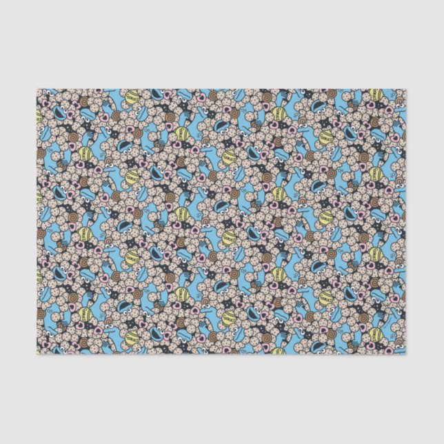 Sesame Sesame | Cookie Monster Doodle Pattern Tissue Paper (Front)