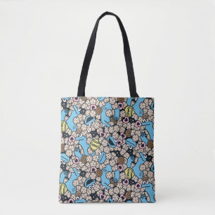 Sesame Sesame   Cookie Monster Doodle Pattern Tote Bag