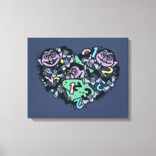 Sesame Sesame   Count von Count Doodle Heart Canvas Print