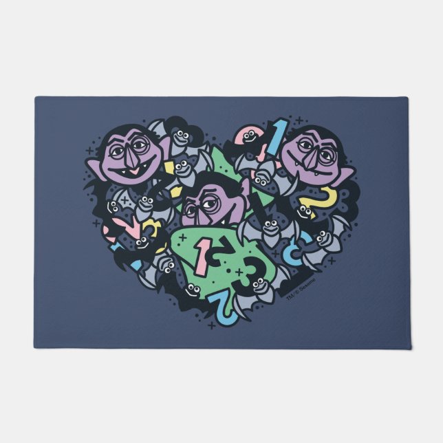 Sesame Sesame | Count von Count Doodle Heart Doormat (Front)