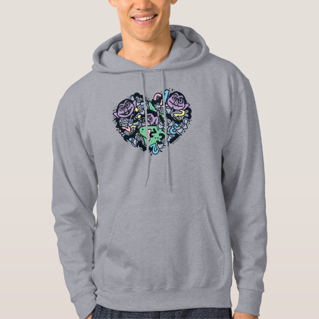 Sesame Sesame | Count von Count Doodle Heart Hoodie (Front)