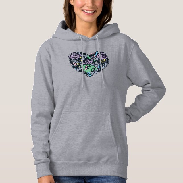 Sesame Sesame | Count von Count Doodle Heart Hoodie (Front)