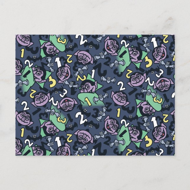 Sesame Sesame | Count von Count Doodle Pattern Postcard (Front)
