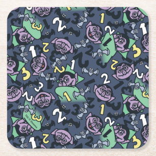 Sesame Sesame   Count von Count Doodle Pattern Square Paper Coaster