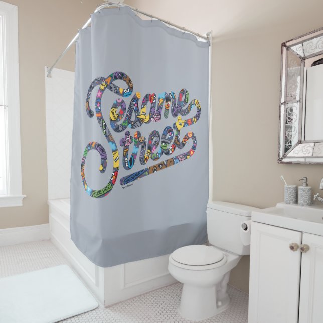 Sesame Sesame | Doodle Logo Shower Curtain (In Situ)
