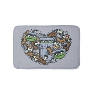 Sesame Sesame   Oscar the Grouch Doodle Heart Bath Mat