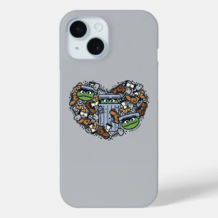 Sesame Sesame   Oscar the Grouch Doodle Heart iPhone 15 Case