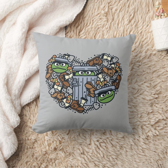 Sesame Sesame | Oscar the Grouch Doodle Heart Cushion (Blanket)