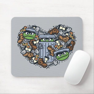 Sesame Sesame   Oscar the Grouch Doodle Heart Mouse Pad