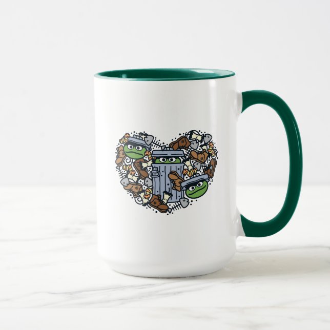 Sesame Sesame | Oscar the Grouch Doodle Heart Mug (Right)