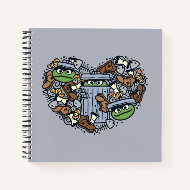 Sesame Sesame | Oscar the Grouch Doodle Heart Notebook (Front)
