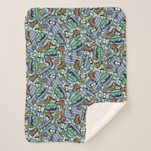 Sesame Sesame   Oscar the Grouch Pattern Sherpa Blanket