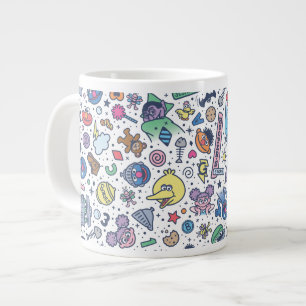 Sesame Sesame   Sesame Pals Doodle Pattern Large Coffee Mug