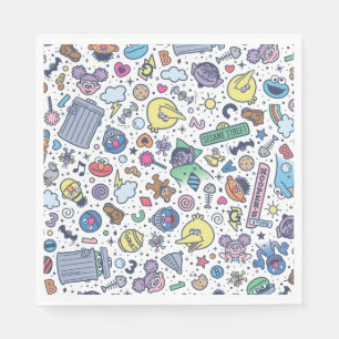 Sesame Sesame   Sesame Pals Doodle Pattern Napkin