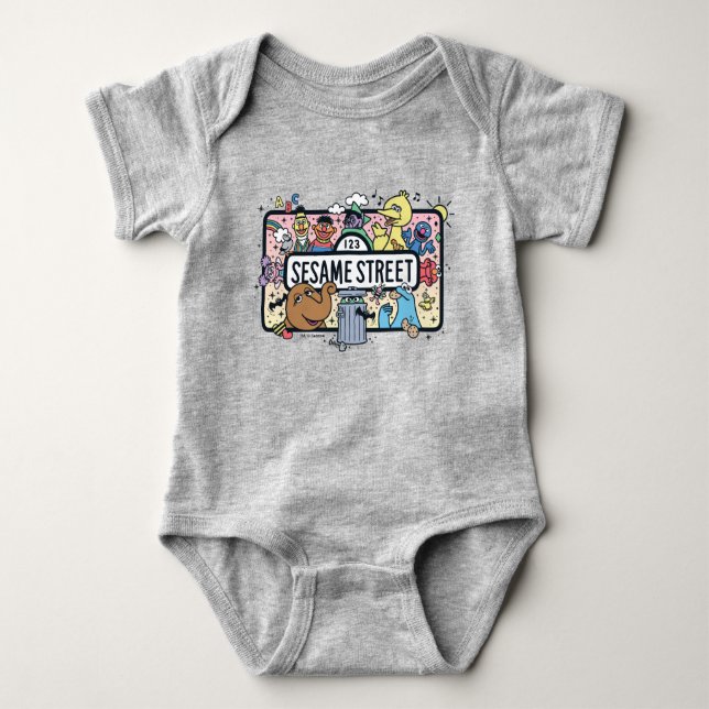 Sesame Sesame | Sesame Pals Doodle Sign Baby Bodysuit (Front)
