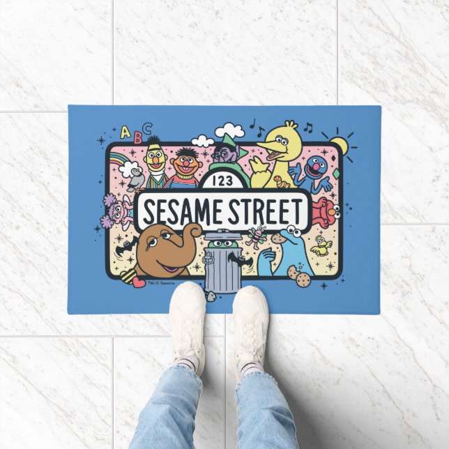 Sesame Sesame | Sesame Pals Doodle Sign Doormat (Indoor)