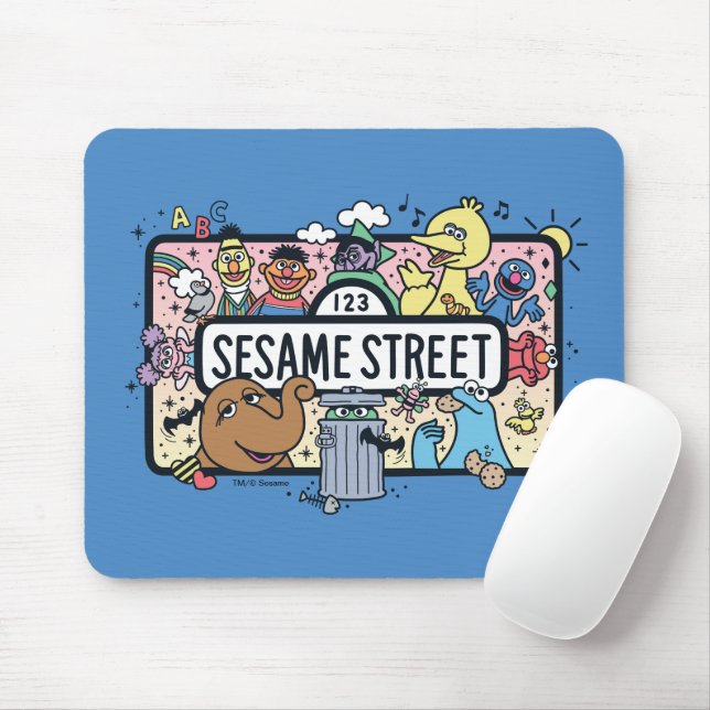 Sesame Sesame | Sesame Pals Doodle Sign Mouse Pad (With Mouse)
