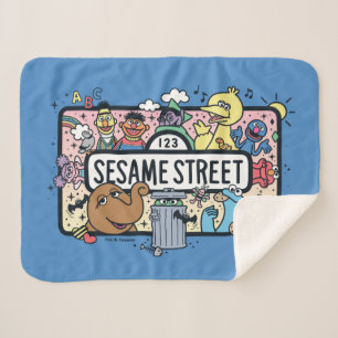 Sesame Sesame   Sesame Pals Doodle Sign Sherpa Blanket