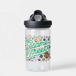 Sesame Sesame   Sesame Street Green Doodle Script Water Bottle