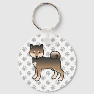 Sesame Shiba Inu Cute Cartoon Dog & Paws Key Ring