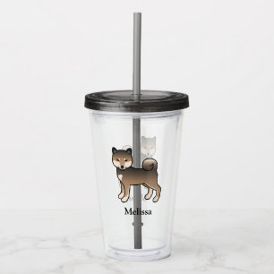 Sesame Shiba Inu Cute Dog & Custom Name Acrylic Tumbler
