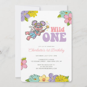 Sesame Street Abby   Wild Floral Birthday Invitation