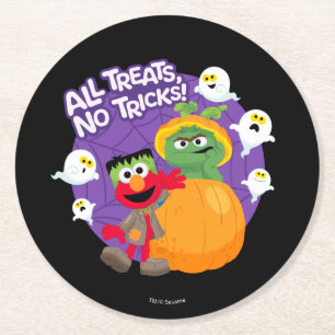 Sesame Street   All Tricks No Treats! Round Paper Coaster