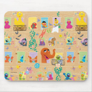 Sesame Street Apartment Windows Pattern Mouse Pad