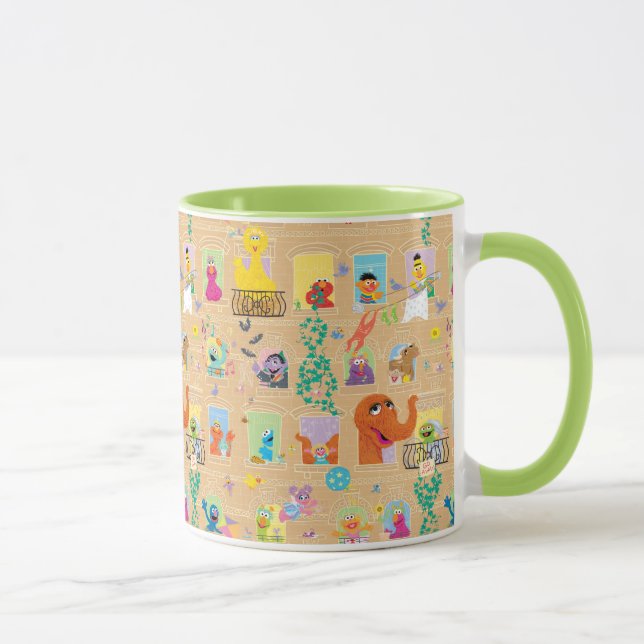 Sesame Street Apartment Windows Pattern Mug (Right)