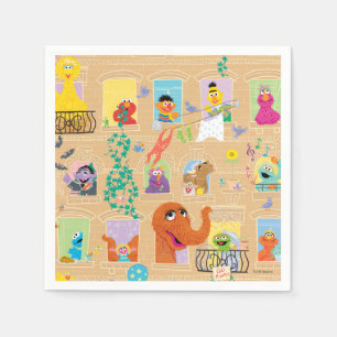 Sesame Street Apartment Windows Pattern Napkin
