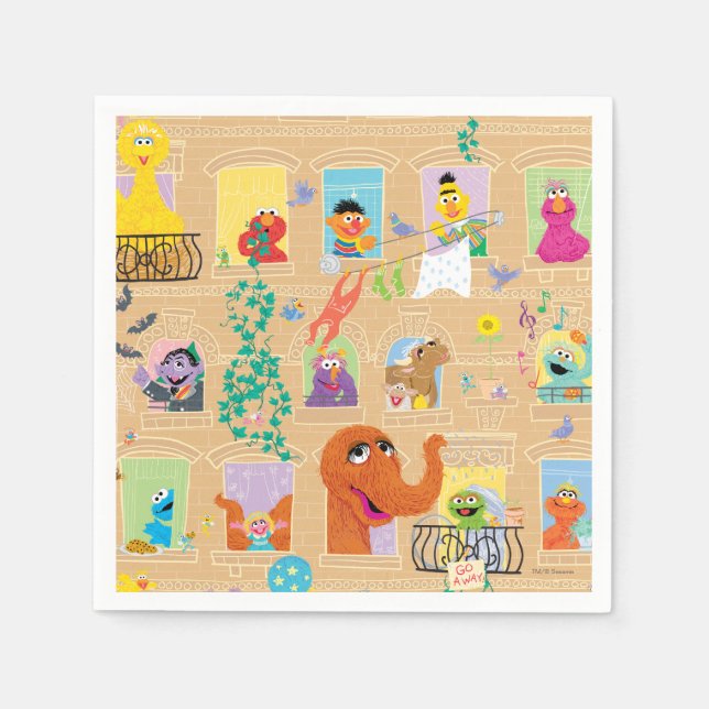 Sesame Street Apartment Windows Pattern Napkin (Front)
