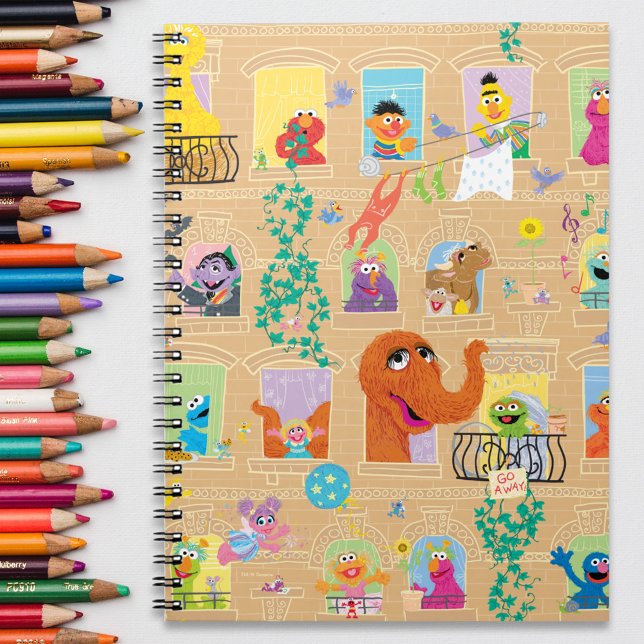 Sesame Street Apartment Windows Pattern Notebook (Notebook on table)