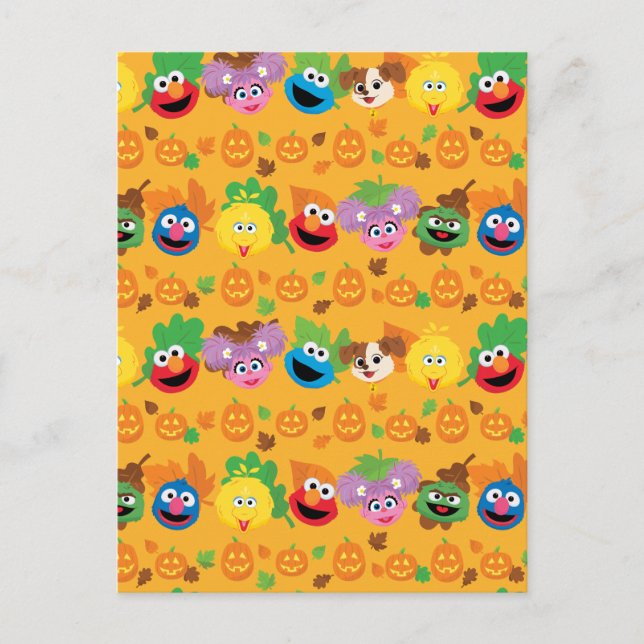 Sesame Street Autumn Leaves Pattern Postcard (Front)