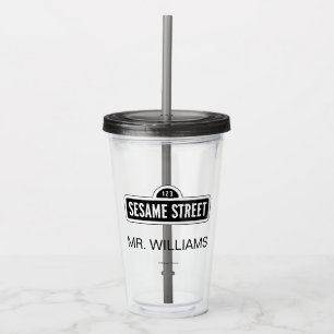 Sesame Street B&W Logo Add Your Name Acrylic Tumbler