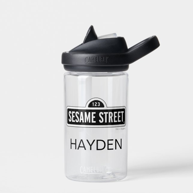 Sesame Street | B&W Logo | Add Your Name Water Bottle (Left)