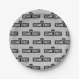 Sesame Street B&W Logo Paper Plate