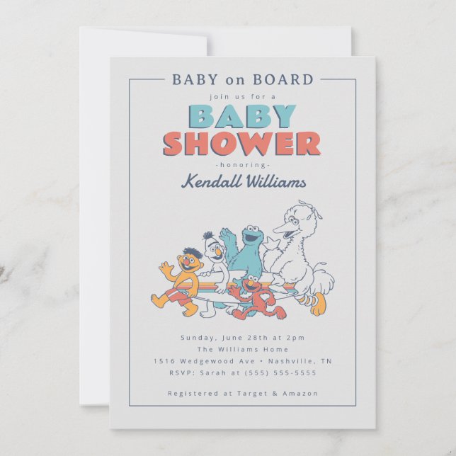 Sesame Street | Baby on Board - Summer Baby Shower Invitation (Front)